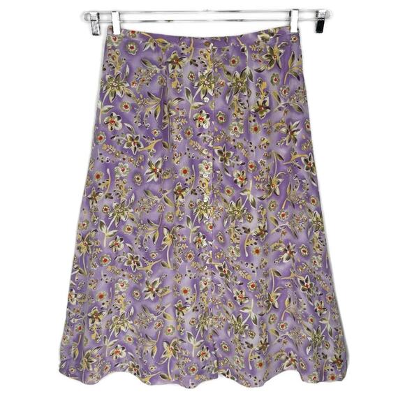 VTG NWT Charter Club Purple Floral 100% Silk Button Up Skirt Set Women 14W - Picture 5 of 16